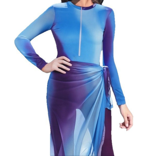 Damen modischer UV-Schutz-Surfsuit mit Wickeldetail R&B