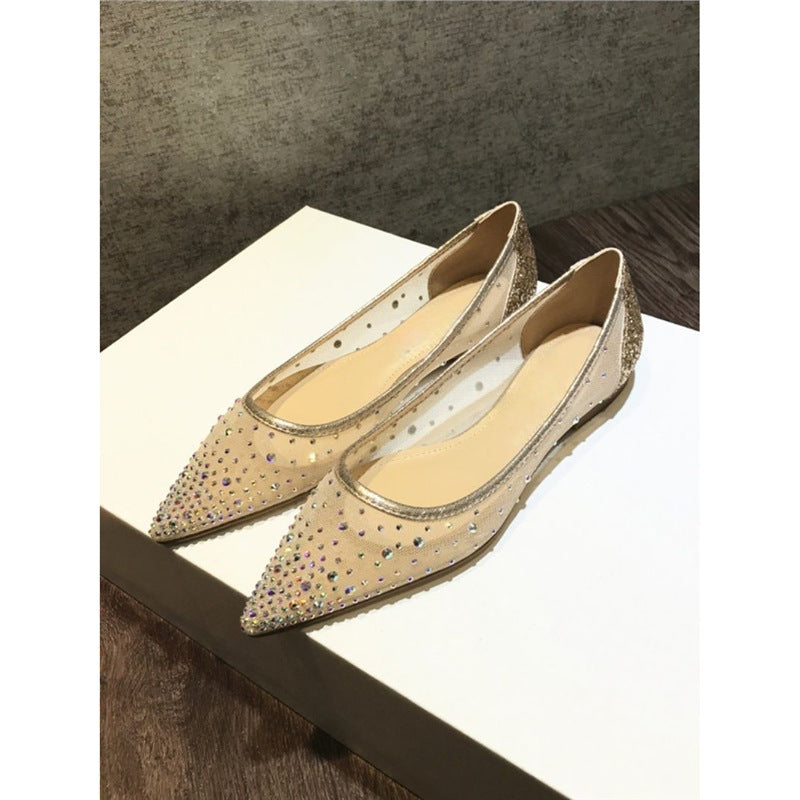 Damen elegante spitze Ballerinas mit funkelnder Strassverzierung R&B