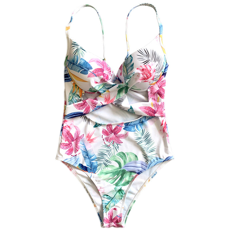 Damen Einteiler-Badeanzug mit elegantem Cut-Out-Design und floralem Muster R&B