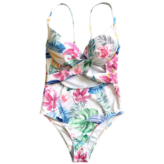 Damen Einteiler-Badeanzug mit elegantem Cut-Out-Design und floralem Muster R&B