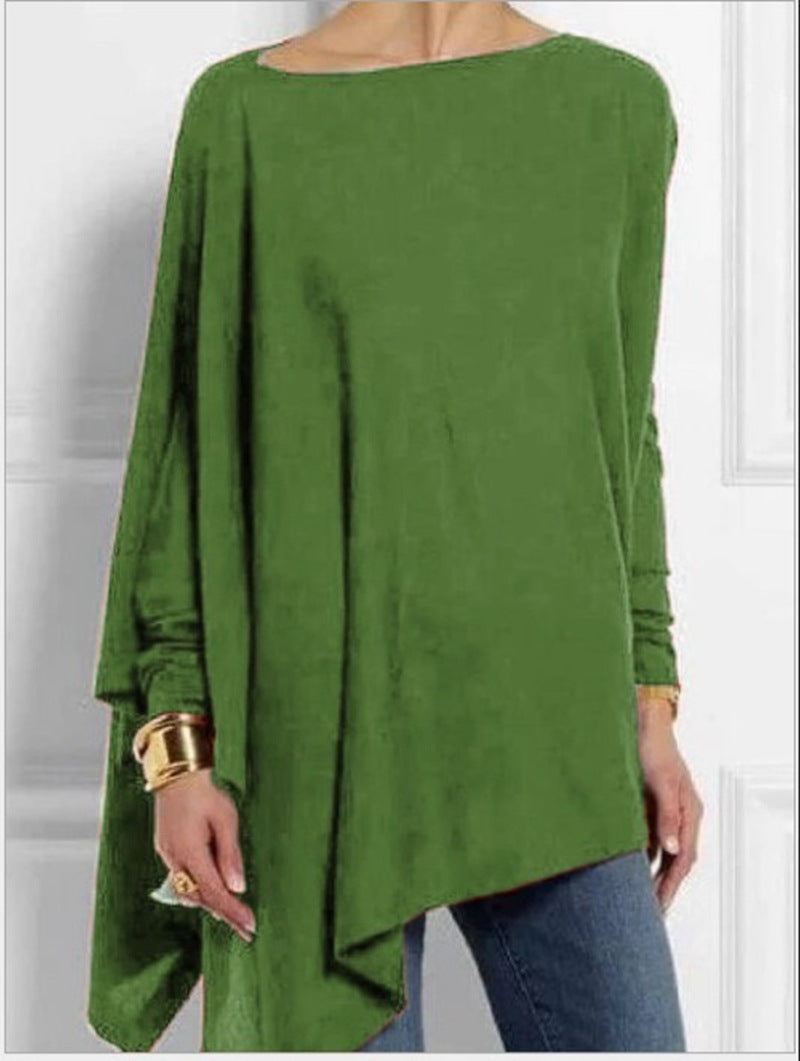 Damen nan drapierte Oversize-Tunika mit schrägem Zipfelsaum und weiten Fledermausärmeln R&B