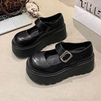 Damen Plattform-Schuhe mit Riemen und modischer Schnalle R&B