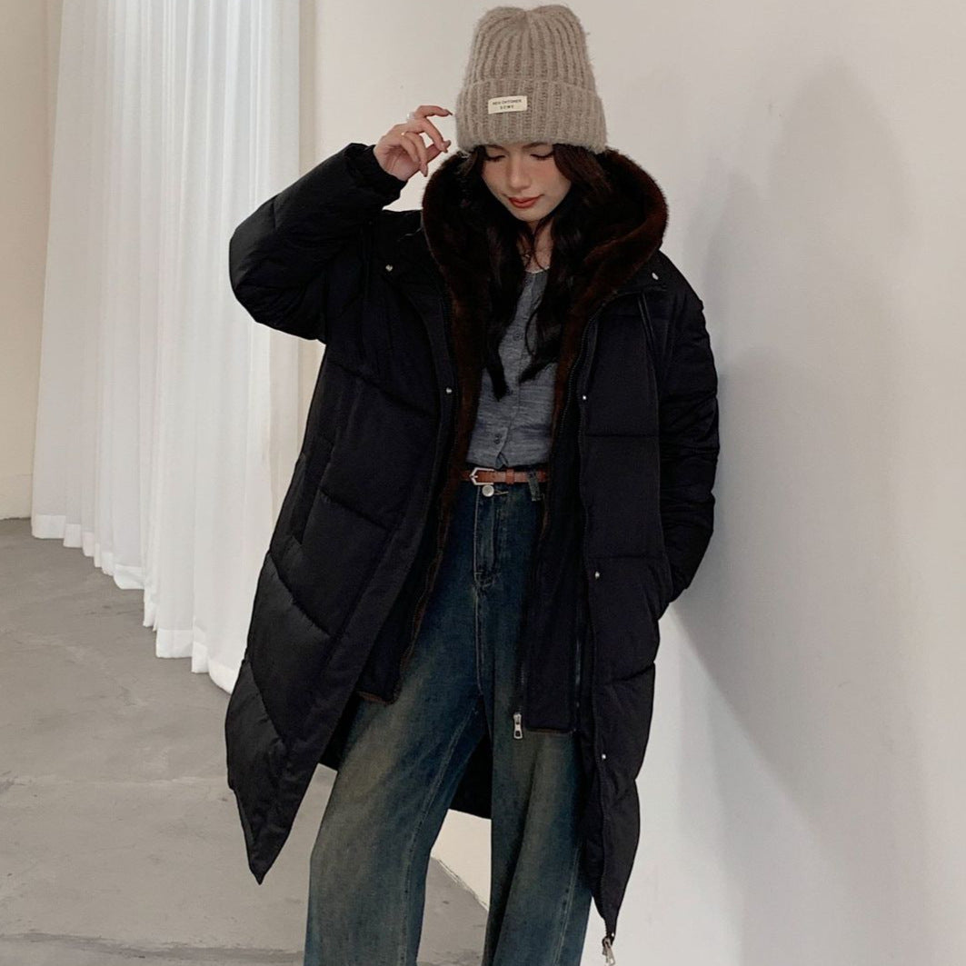 Damen Eleganter gefütterter Winterparka mit Plüschkragen und praktischen Taschen R&B