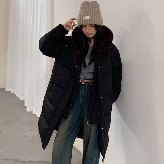 Damen Eleganter gefütterter Winterparka mit Plüschkragen und praktischen Taschen R&B