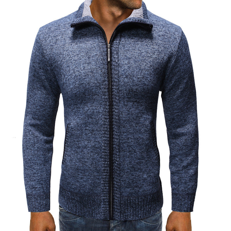 Herren Strickjacke mit Stehkragen und praktischen Taschen R&B