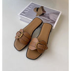 Damen modische Zehentrenner-Sandalen mit luxuriösem Schnallenakzent und bequemem Fußbett R&B