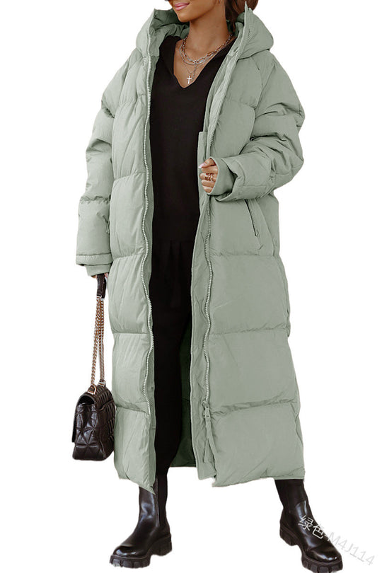 Damen gesteppte Langjacke mit Kapuze und praktischen Seitentaschen R&B