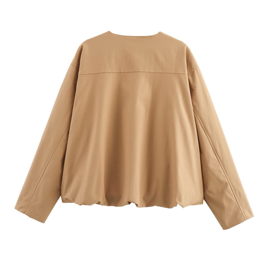Damen lässige Steppjacke mit praktischen aufgesetzten Taschen und elastischem Bund R&B