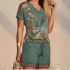 Damen lässiges Freizeitsoutfit mit floralem Design R&B