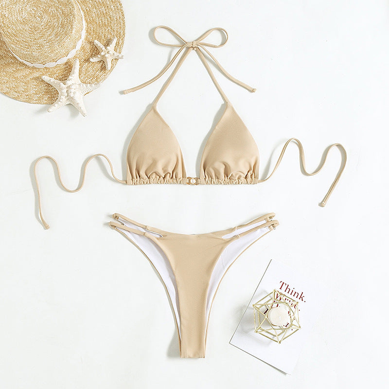 Damen Triangel-Bikini mit raffiniertem Bindegürtel