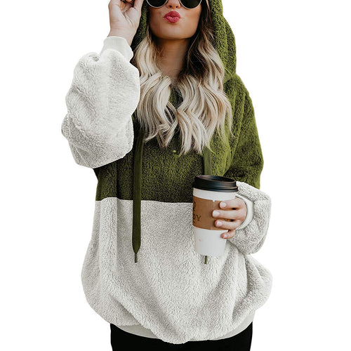 Damen weicher Fleece-Hoodie mit Kapuze und großen Taschen R&B