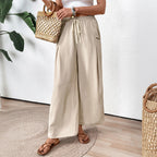 Damen Weite Palazzo-Hose mit elastischem Bund und seitlichen Taschen