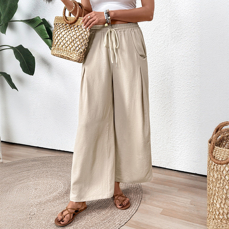 Damen Weite Palazzo-Hose mit elastischem Bund und seitlichen Taschen