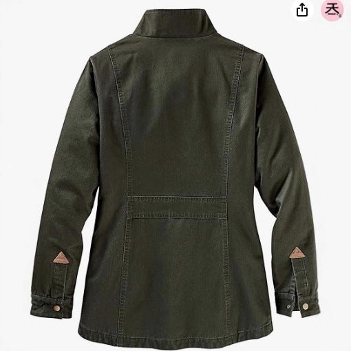 Damen lässige Utility-Jacke mit Karo-Innenfutter R&B