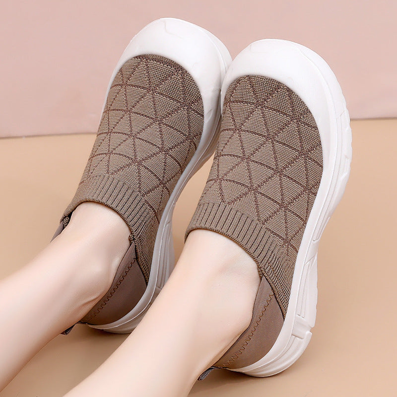 Damen atmungsaktive Slip-On Freizeitschuhe mit flexiblem Obermaterial R&B