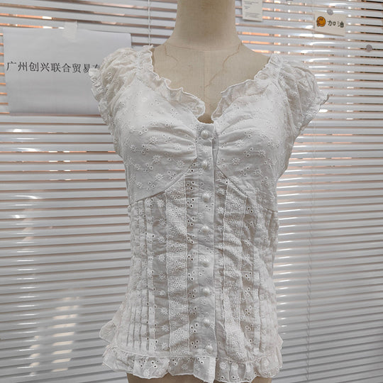 Damen Rüschenshirt mit floralen Details R&B
