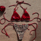 Damen Triangel-Bikini mit verspieltem Animal-Print und eleganten BindR&Bändern R&B