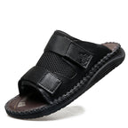 Herren Atmungsaktive Leder-Sandalen mit verstellbarem Klettverschluss R&B