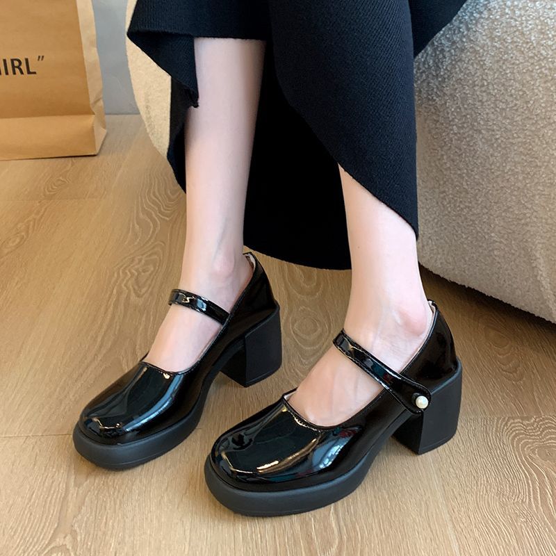 Damen elegante Mary Jane Schuhe mit Perlenschnalle R&B