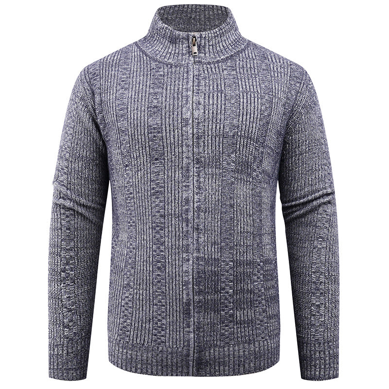 Herren Strickjacke mit modernem Reißverschluss und Zopfmuster R&B