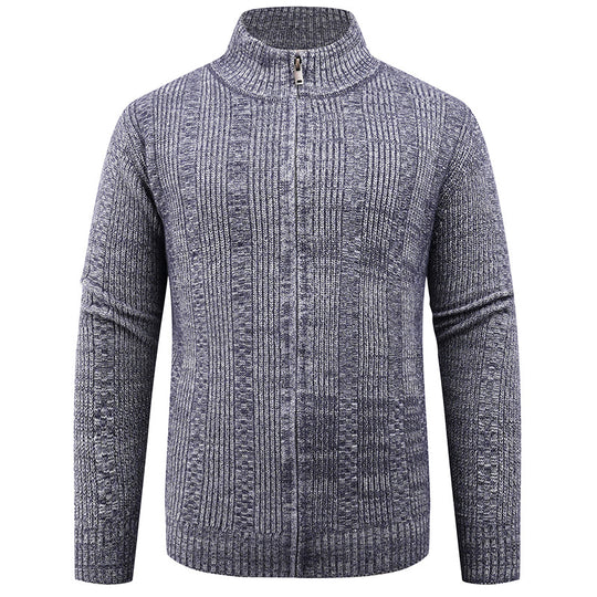 Herren Strickjacke mit modernem Reißverschluss und Zopfmuster R&B
