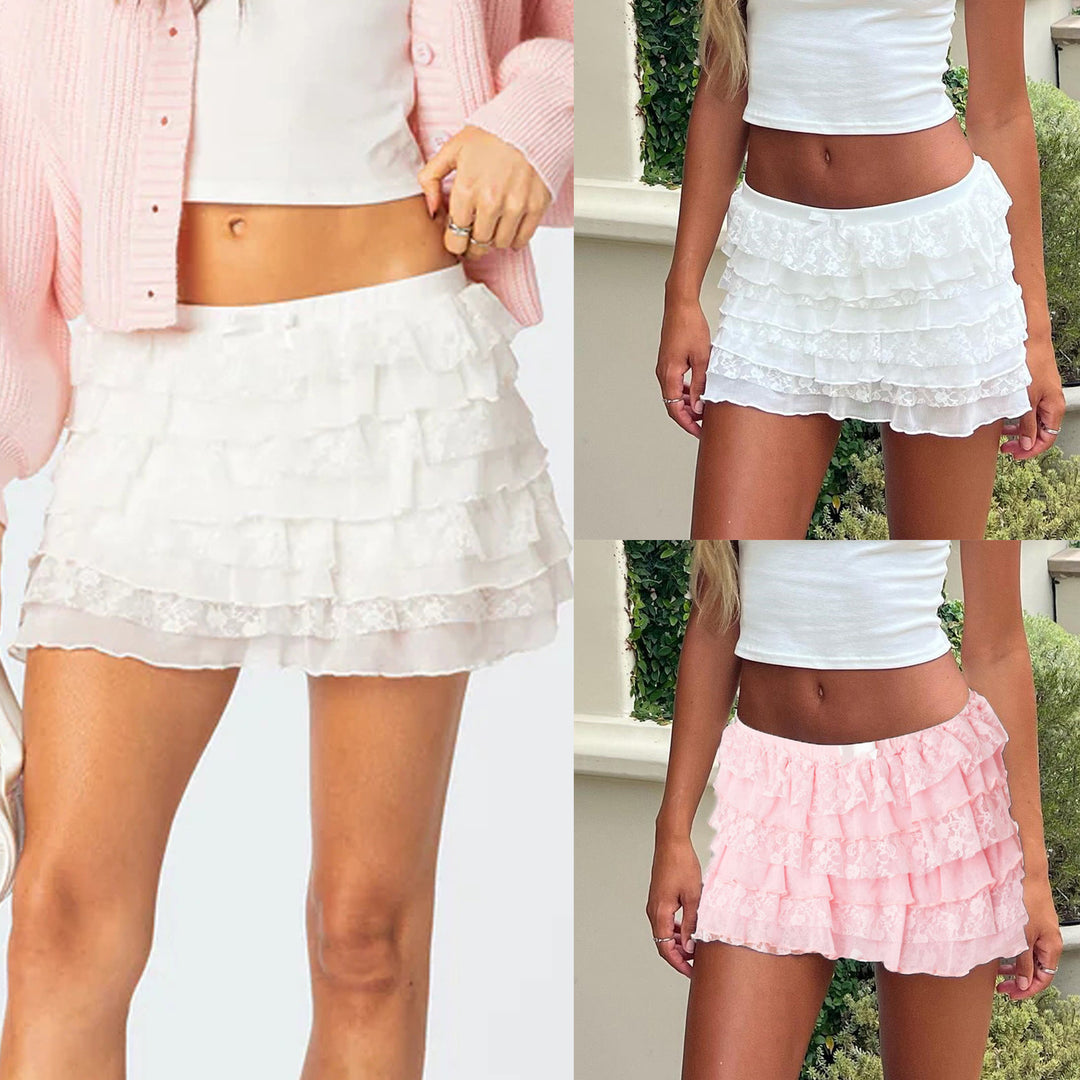Damen Rüschenshort mit eleganter Spitzenverzierung R&B