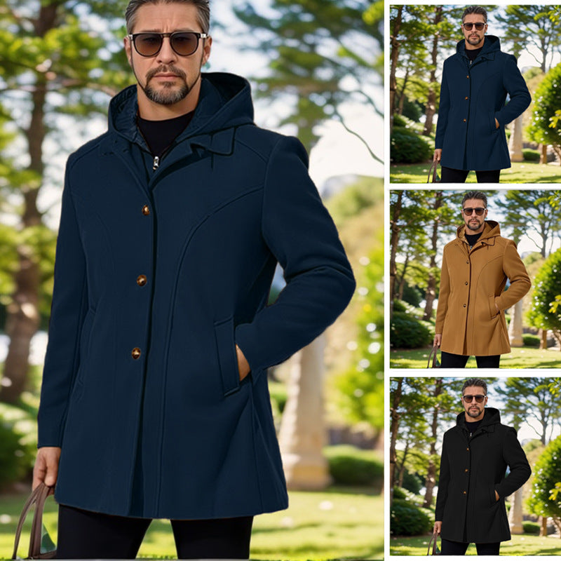 Herren elegante Übergangsjacke mit Kapuze und ausgestellten Abnähern R&B