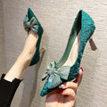Damen elegante Pumps mit Schleifen-Detail und funkelndem Absatz R&B
