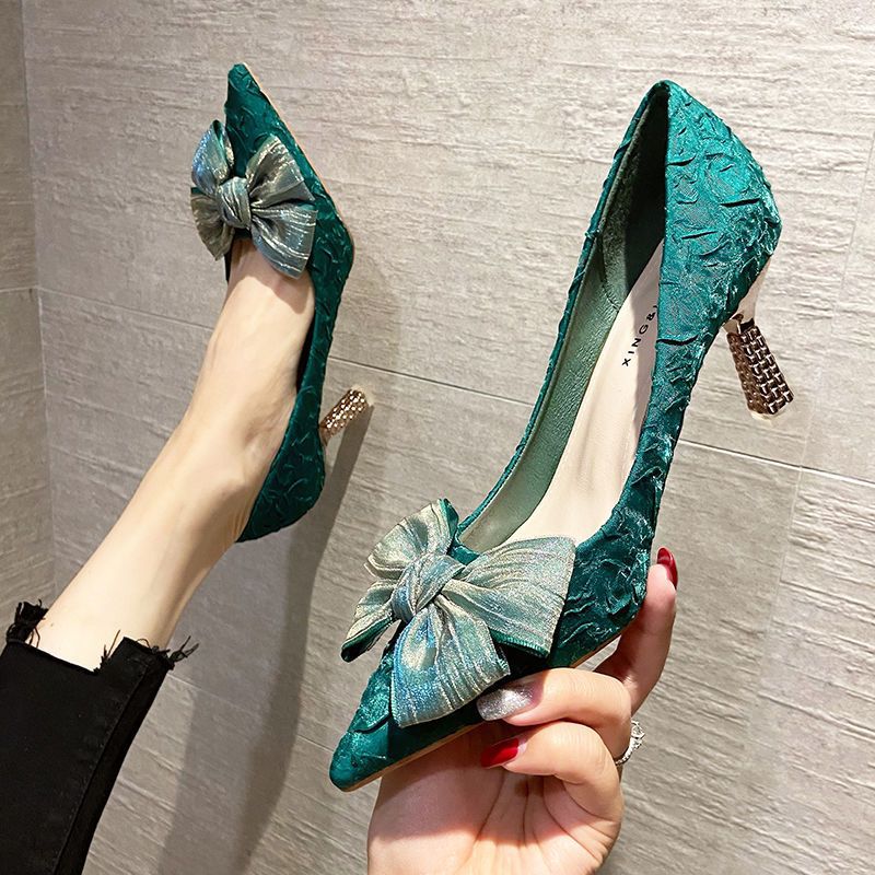 Damen elegante Pumps mit Schleifen-Detail und funkelndem Absatz R&B