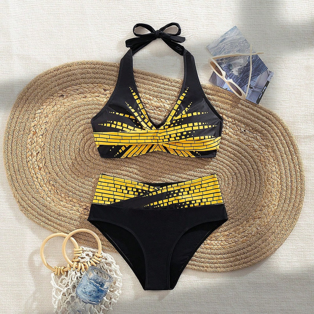 Damen Triangel-Bikini mit modischem Schnitt und graphischem Design R&B