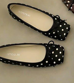 Damen Ballerinas mit eleganter Punktmusterung und modischem Schleifendetail R&B