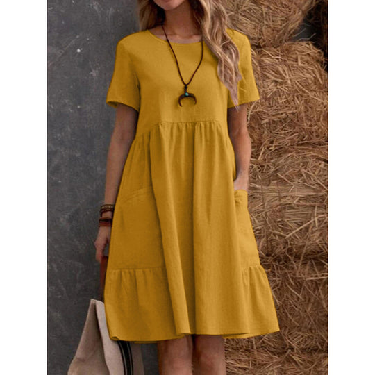 Damen Midikleid mit lockerer Passform und praktischen Taschen R&B