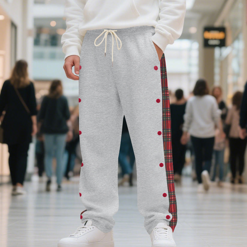 Herren Jogginghose mit seitlichen Knöpfen und pattern akzenten R&B