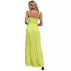 Damen Maxikleid mit elastischem Oberteil und voluminösem Rock