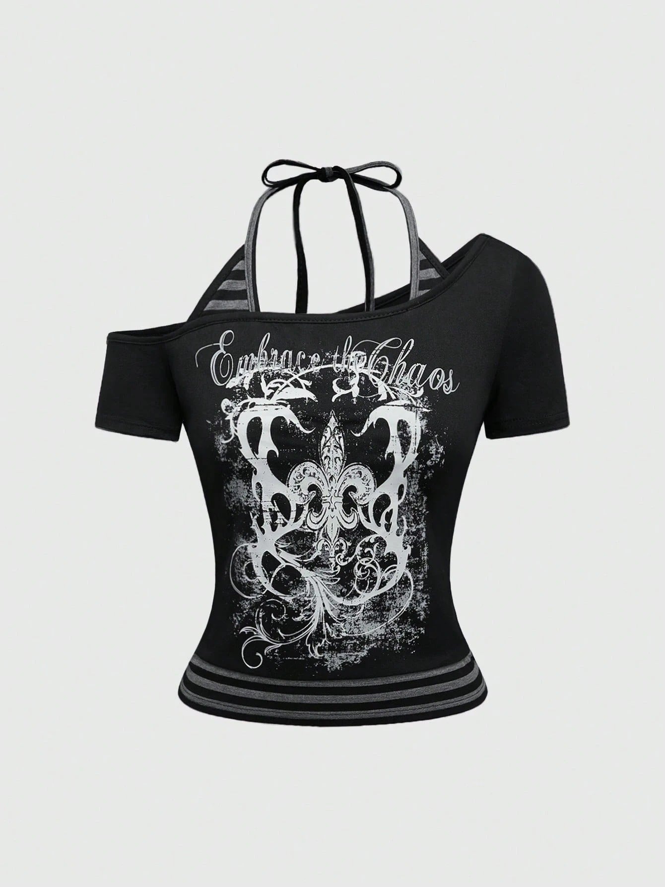 Damen Off-Shoulder Top mit grafischem Design