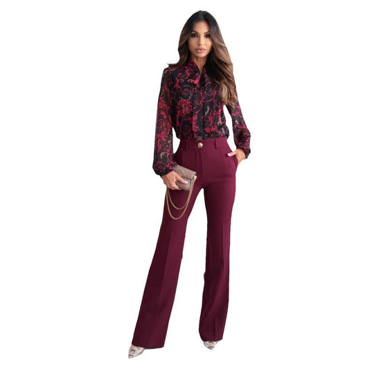 Damen Elegante Bluse mit Rüschendetails und floralem Druck R&B