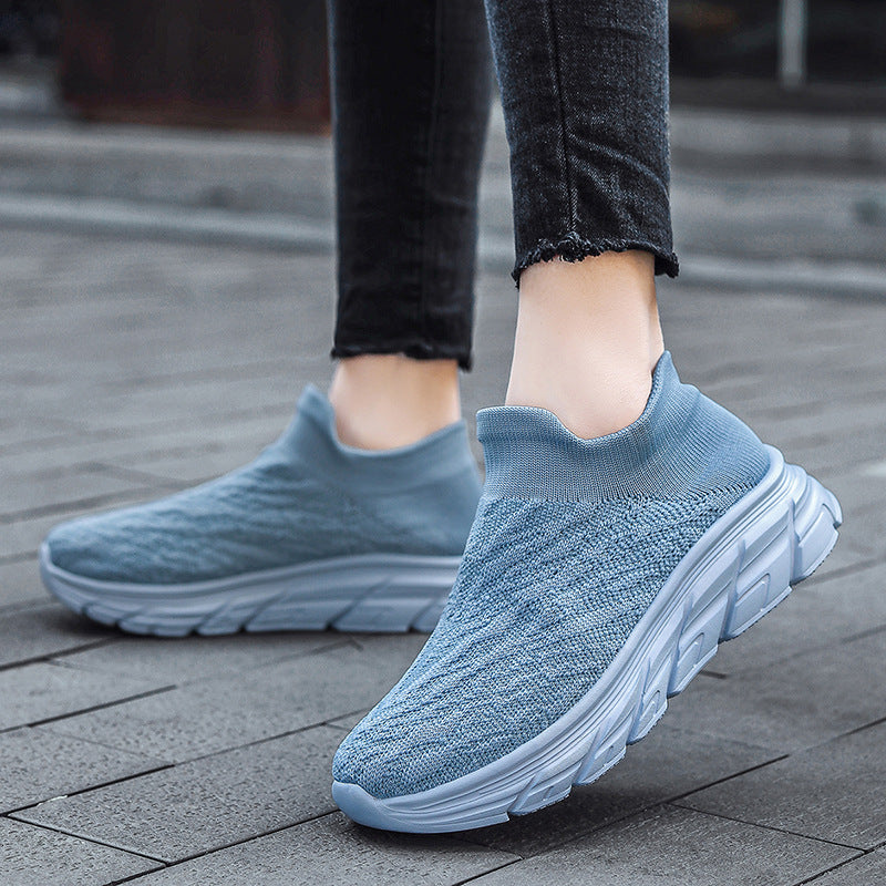 Damen Sportliche Slip-On Sneaker mit atmungsaktiver Strick-Oberfläche und dämpfender Laufsohle