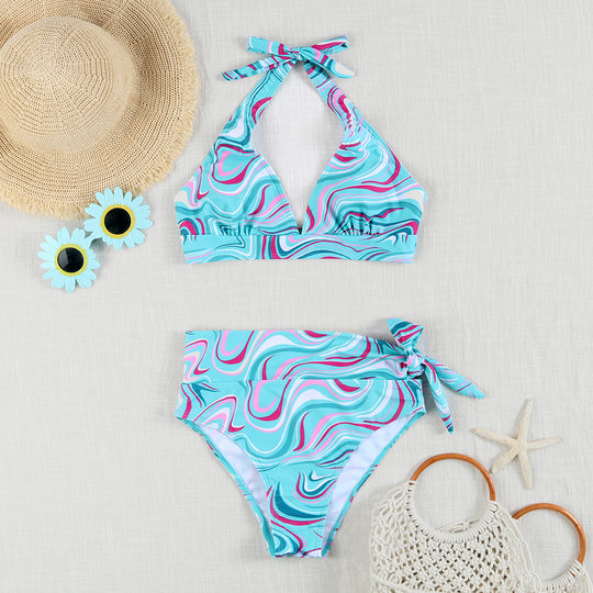 Damen Bikini-Set mit verspieltem Haltertop und hochgeschnittenem Höschen R&B