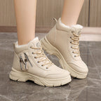 Damen High-Top Sneakers mit warmem Innenfutter und modischem Reißverschluss R&B