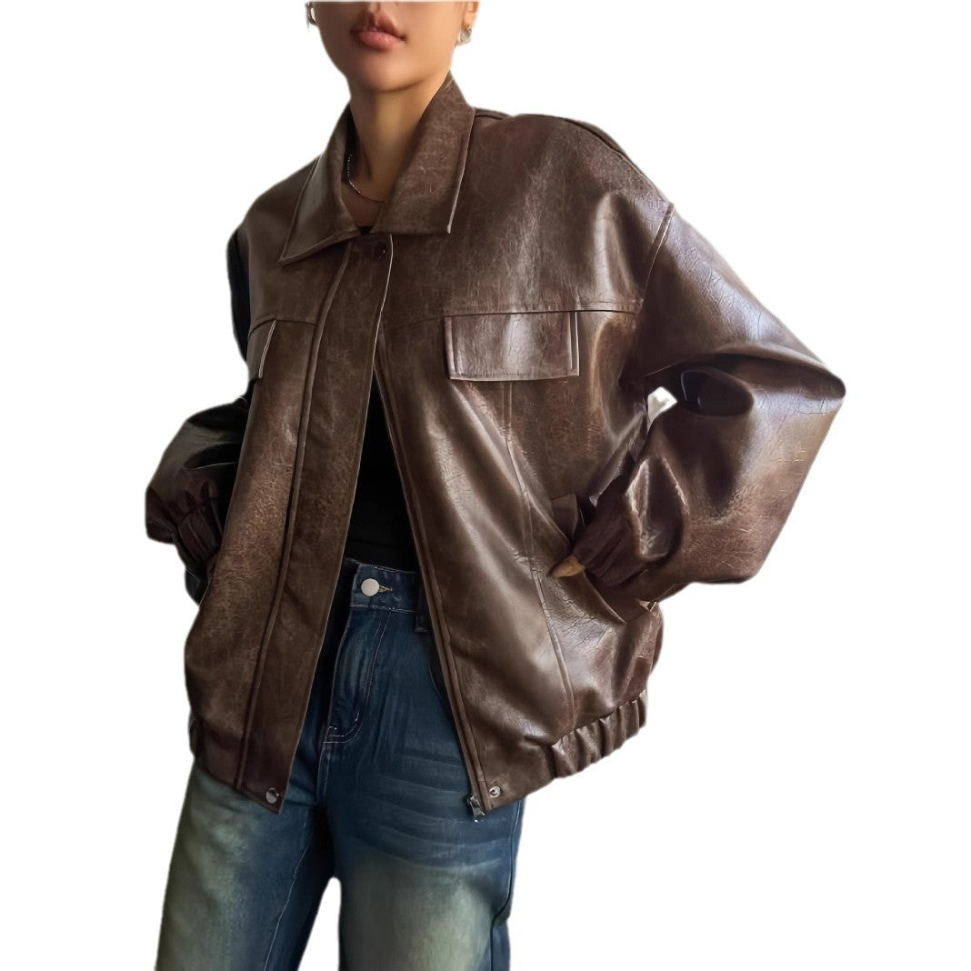 Damen Lässige oversized Kunstjacke mit praktischen Taschen R&B