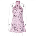 Damen Polka-Dot Minikleid mit hohem Kragen und A-Linien-Schnitt R&B