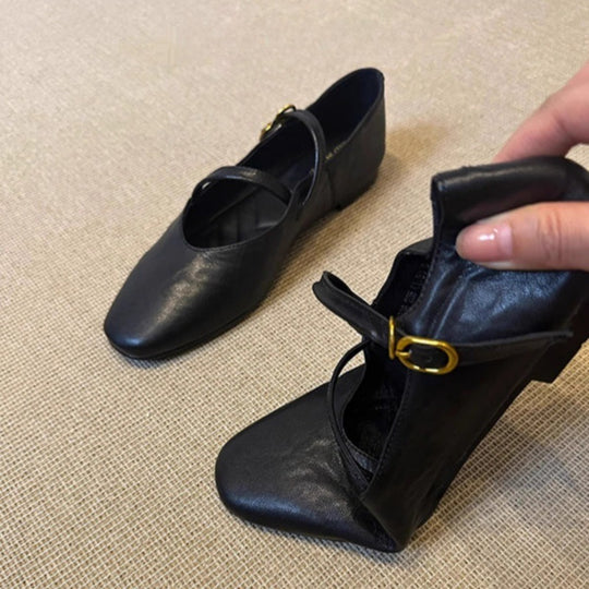 Damen Ballerina-Schuhe mit verstellbarem Riemchen und bequemem Fußbett R&B