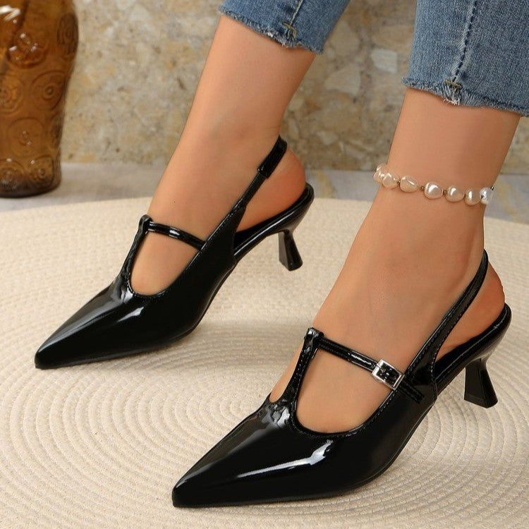 Damen Slingback High-Heels mit eleganter Spitze und verstellbarem Riemchen R&B