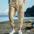 Herren bequeme Cargo-Hose aus leichtem Leinenmaterial mit elastischem Bund und praktischen Seitentaschen R&B