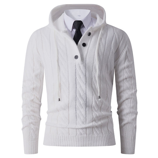 Herren Strickjacke mit Kapuze und modernem Zopfmuster R&B