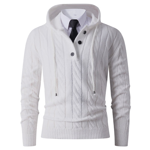 Herren Strickjacke mit Kapuze und modernem Zopfmuster R&B