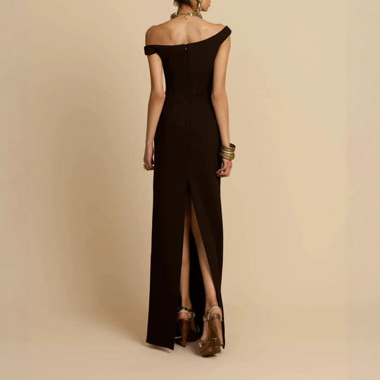 Damen Schlichtes Off-Shoulder-Maxikleid R&B