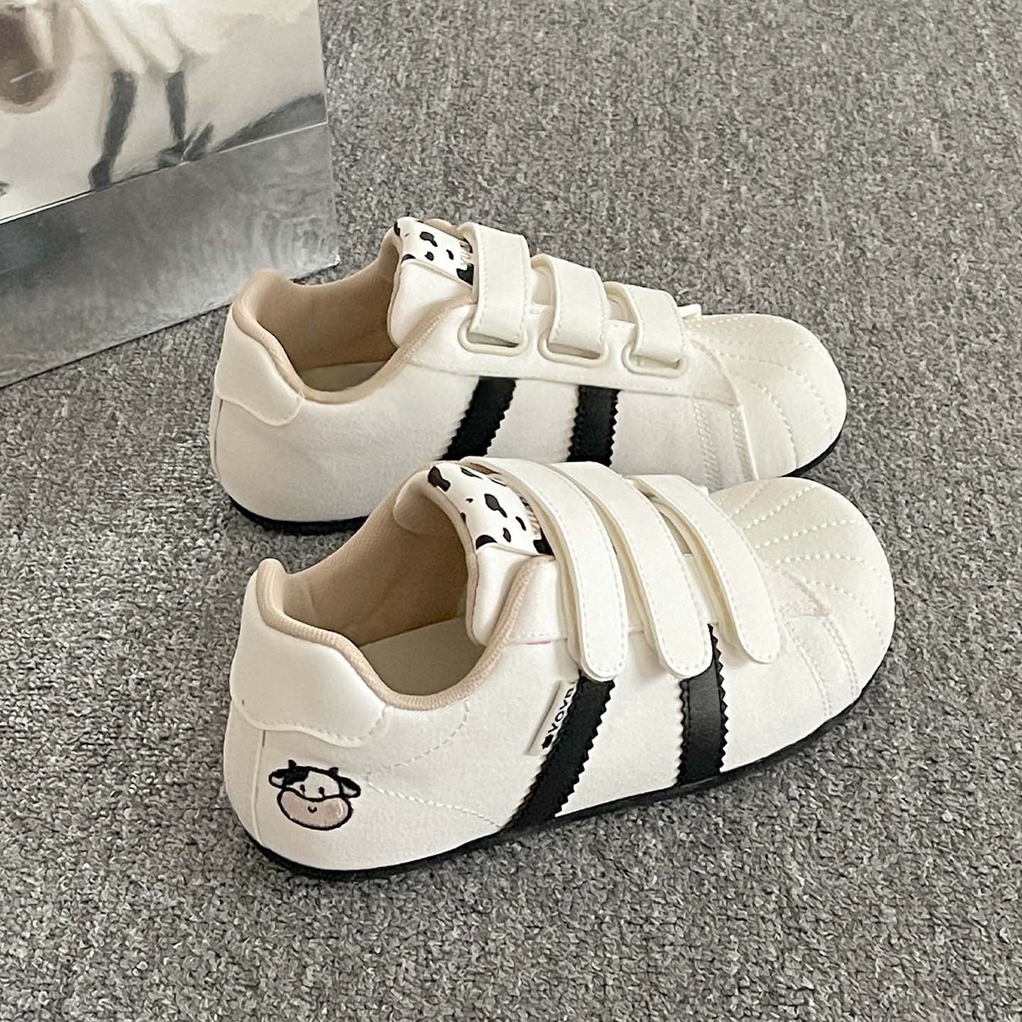 Damen Sneakers mit Velcro-Verschluss und lustigem Tierdesign
