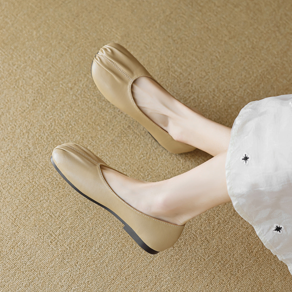 Damen elegante Ballerinas mit raffiniertem Faltendesign