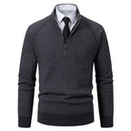 Herren Hochkragen Pullover mit Reißverschluss und strukturierter Oberfläche